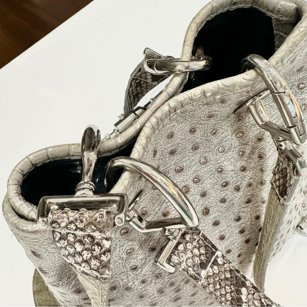 BSWANKY Sophie Python Convertible Backpack/Purse Gray w/silver accents_Like New - Picture 5 of 13